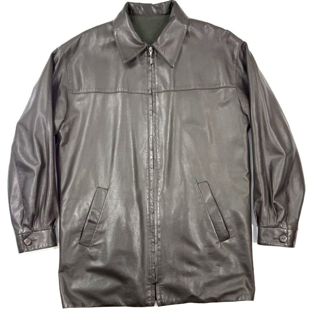 Jose Luis Mens Genuine Leather Full Zip Jacket Lined Size 40R Brown Made In USA